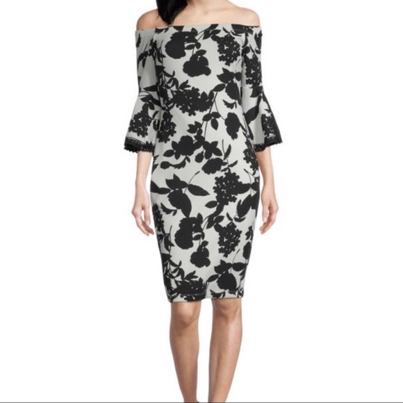 PremierAmour 3/4 Bell Sleeve Floral Sheath Dress - Picture 1 of 11